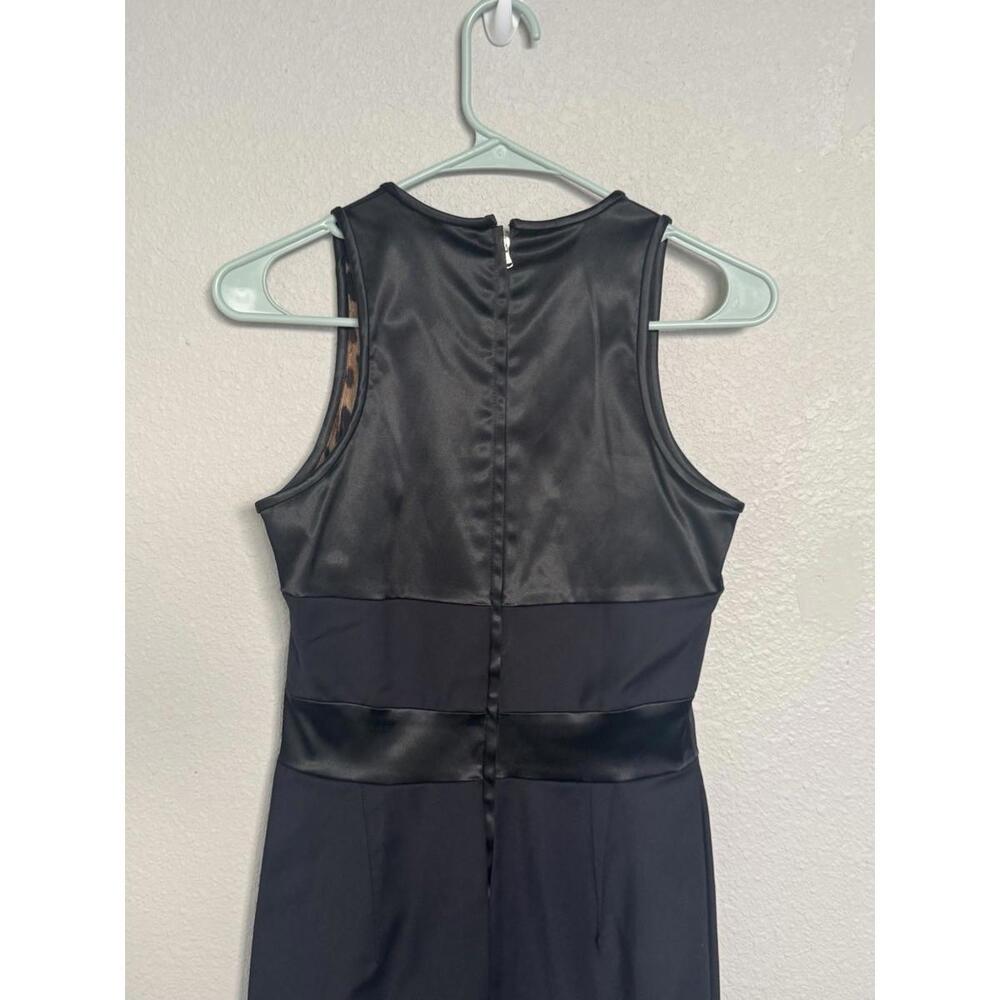 Dolce & Gabbana Black Sheath Dress 42 Midi Sleeveless Satin Panel Leopard Lining - Picture 6 of 15